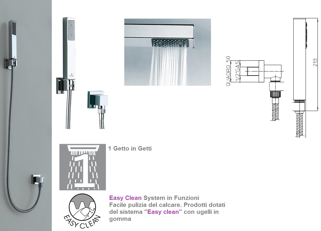 Bossini Cube Doccetta Monogetto Duplex in Ottone Cromato Art.b00255030